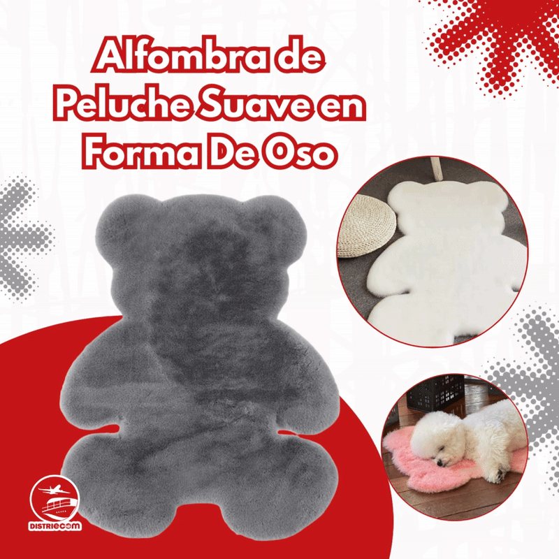 Vista 2 de ALFOMBRA PELUCHE SUAVE EN FORMA DE OSO - COLOR: ROSA